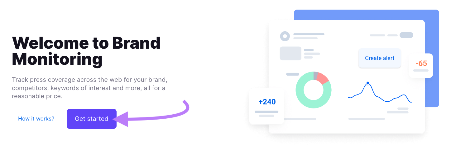 Botón "Empezar" seleccionado en el encabezado "Bienvenido a Brand Monitoring".