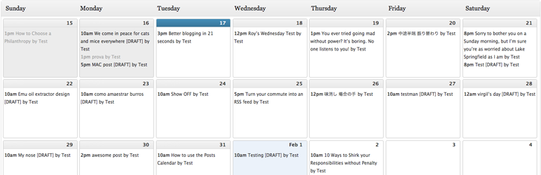 WordPress Editorial Calendar screenshot