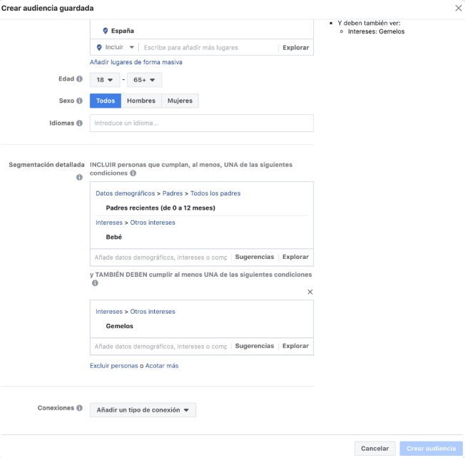 Instagram ads - Público guardado