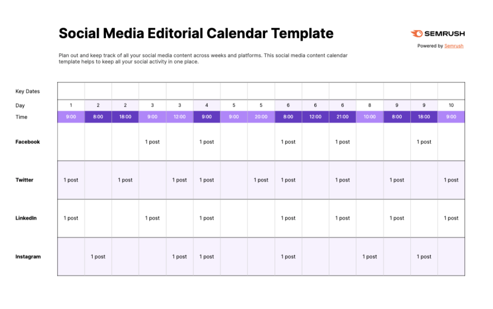 esempi di calendario dei contenuti