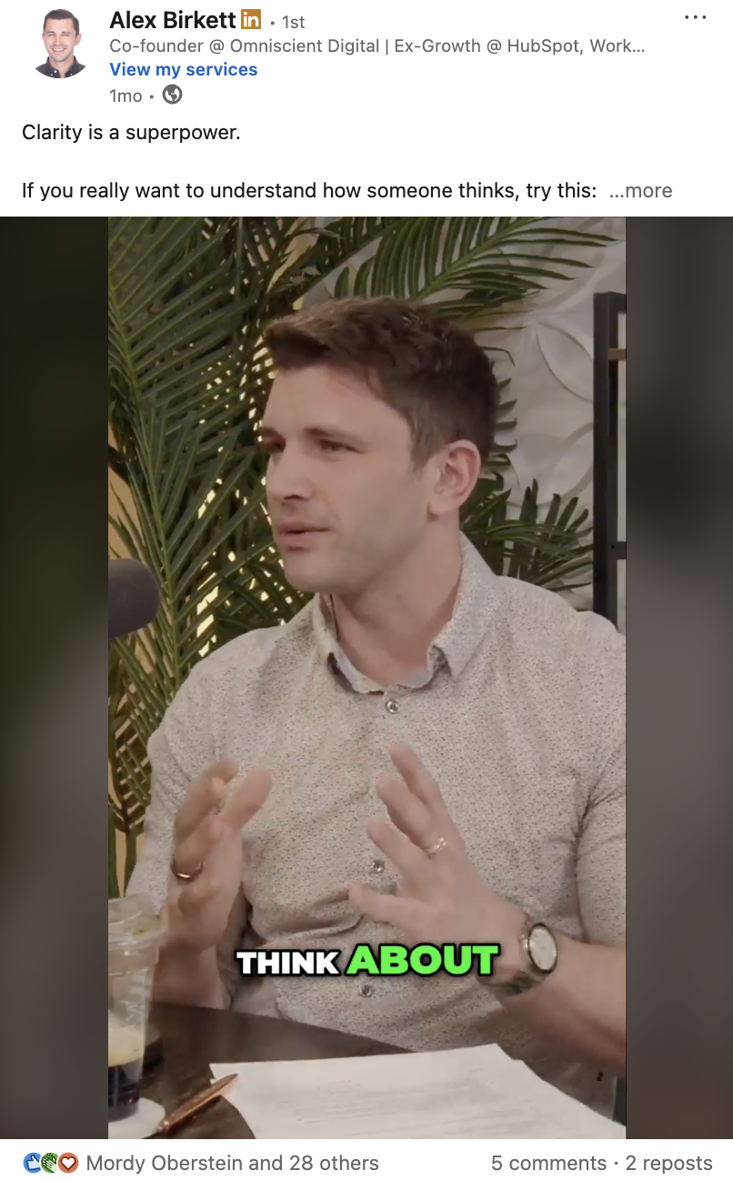 Thought leadership content example from Alex Birkett