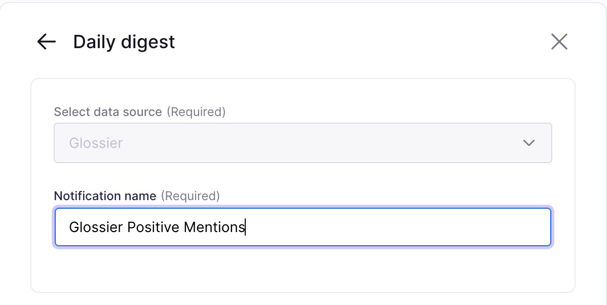 Notificaciones del "Resumen diario" denominadas "Menciones positivas de Glossier".