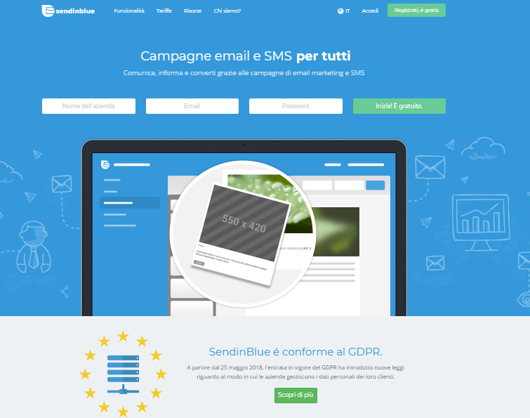 Esempio di landing page da evitare