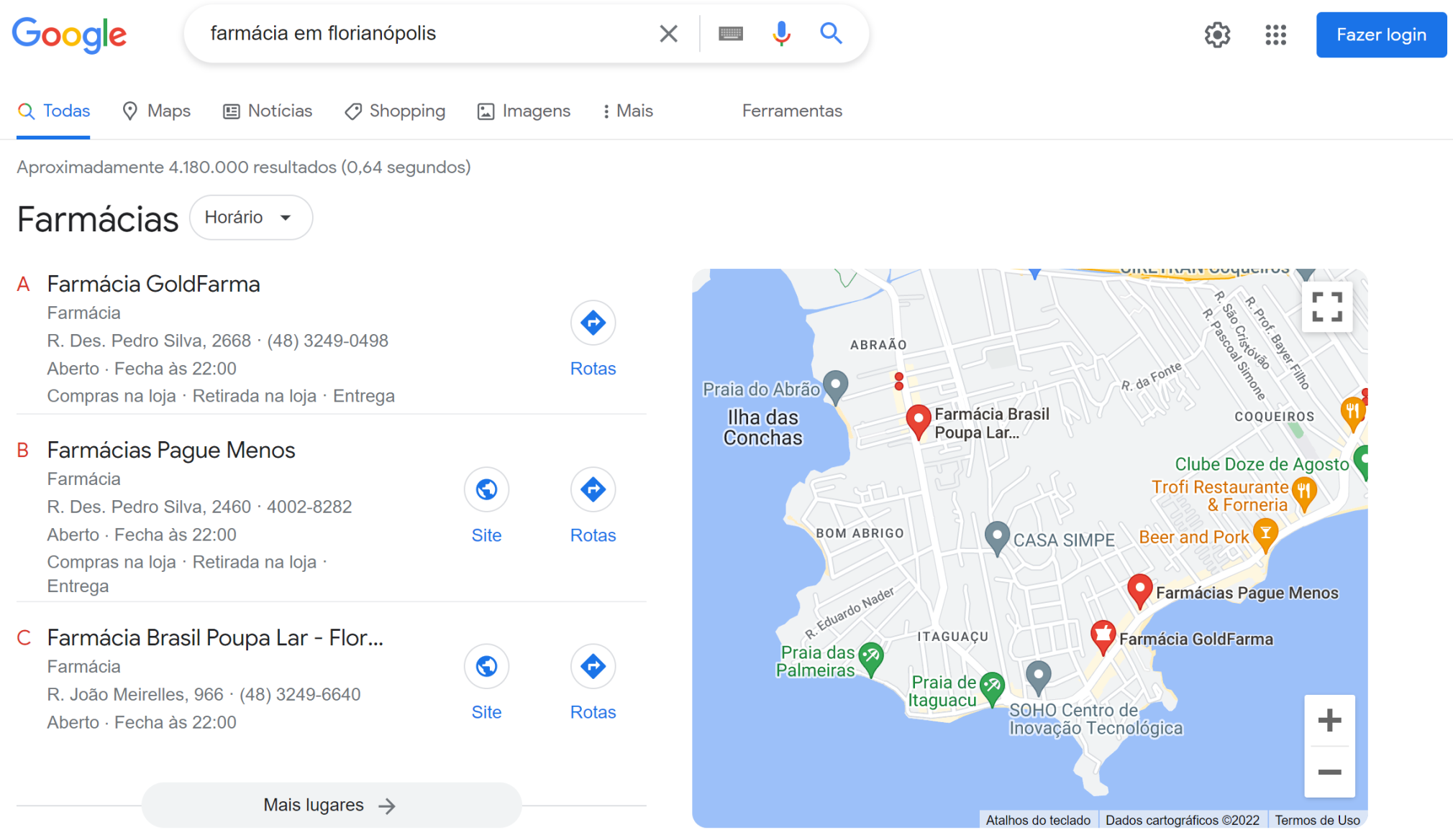 SERP features - pacote local