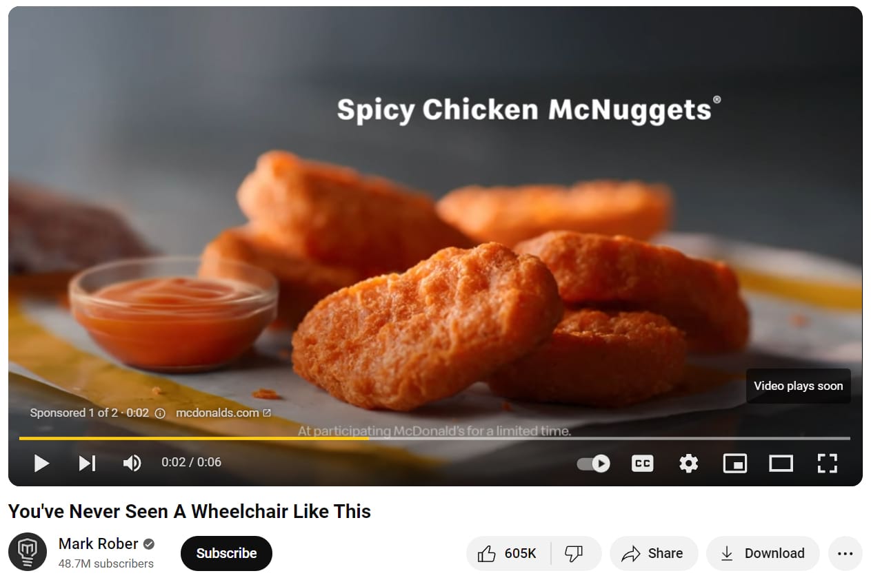 Werbespot von McDonald's auf YouTube