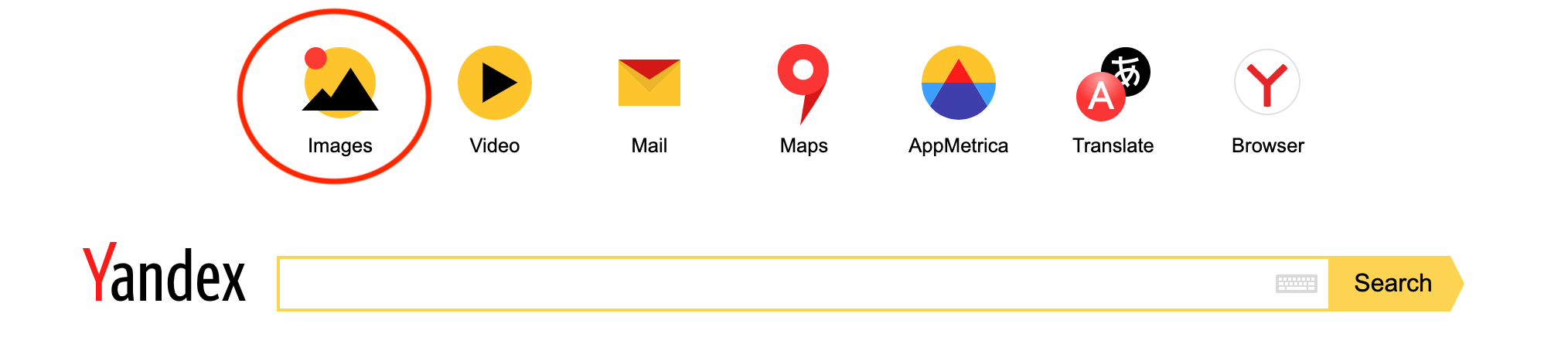 Yandex, recherche d'image inversée