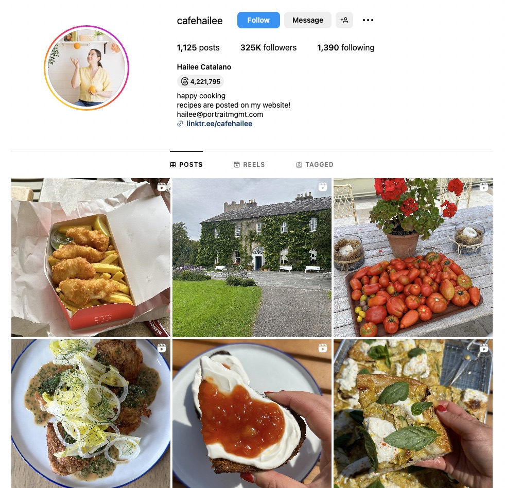 Perfil de Instagram de Hailee Catalano