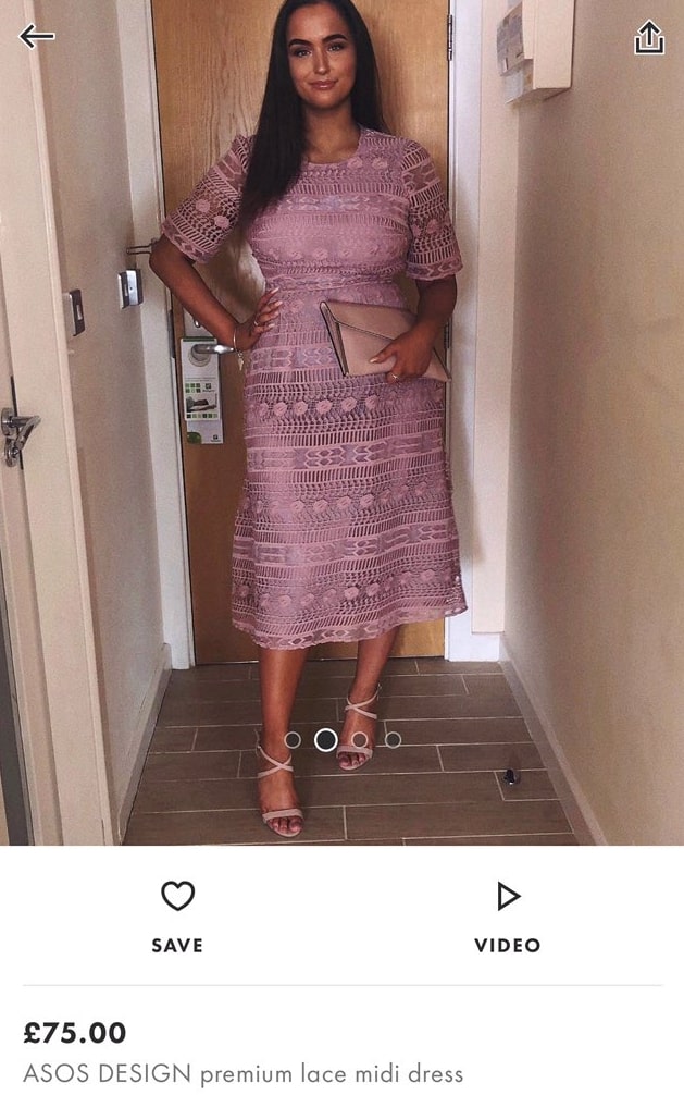 Página de produto da ASOS com Thea Lauryn Chippendale