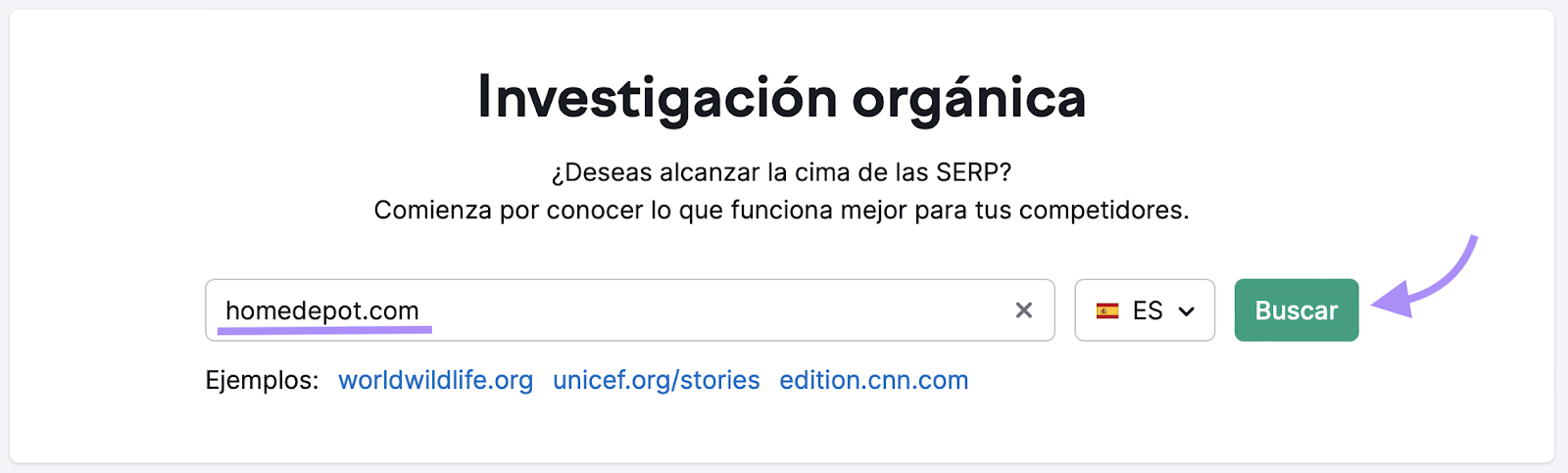 Investigación orgánica de Semrush
