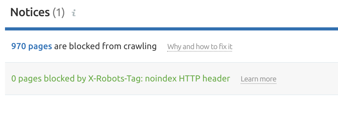 blocked page Semrush site audit