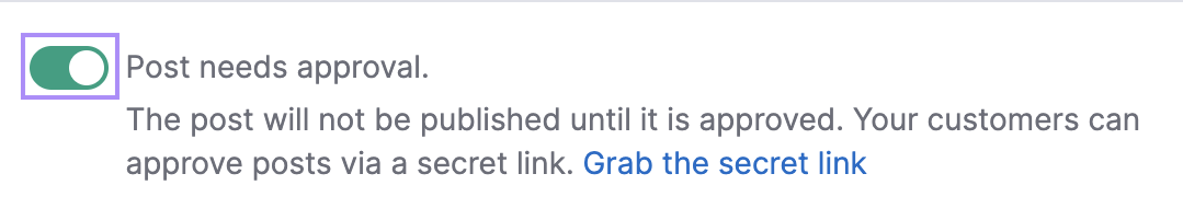 "A postagem precisa de aprovação." toggle