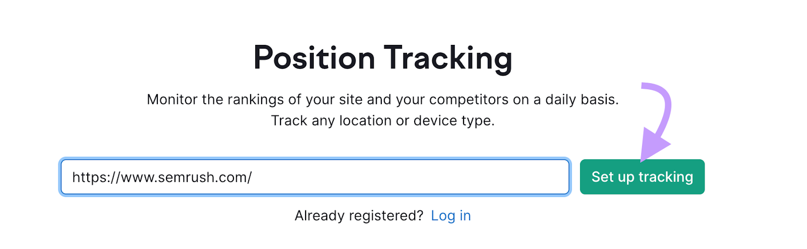 "https://sr01.amztoolslab.com/" domain entered into the Position Tracking tool search bar