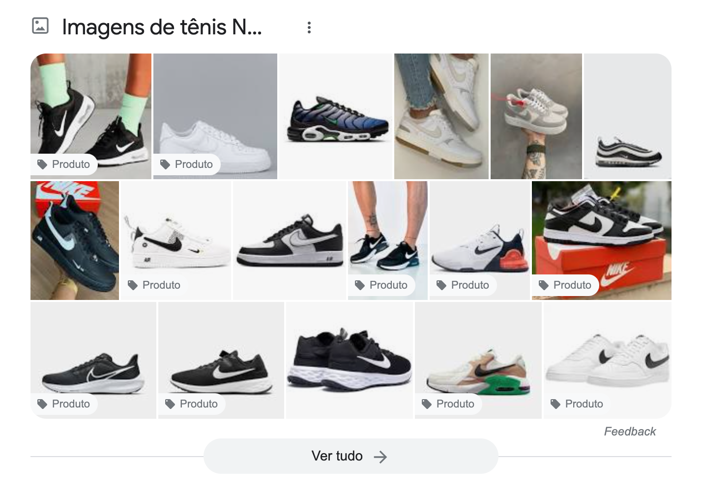 Pacote de imagens para tênis Nike