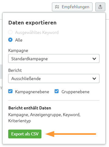 Liste als CSV exportieren