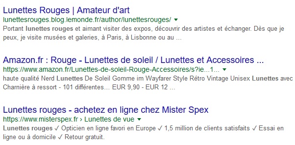 résultats de recherche seo