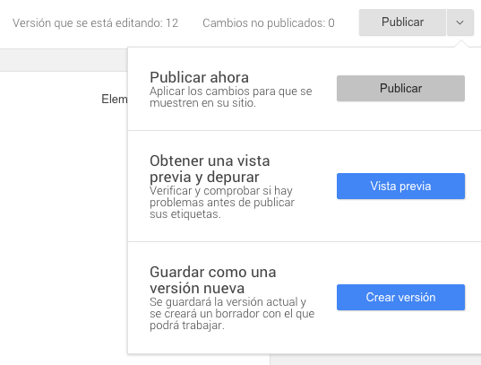 Publicar etiqueta de Tag Manager
