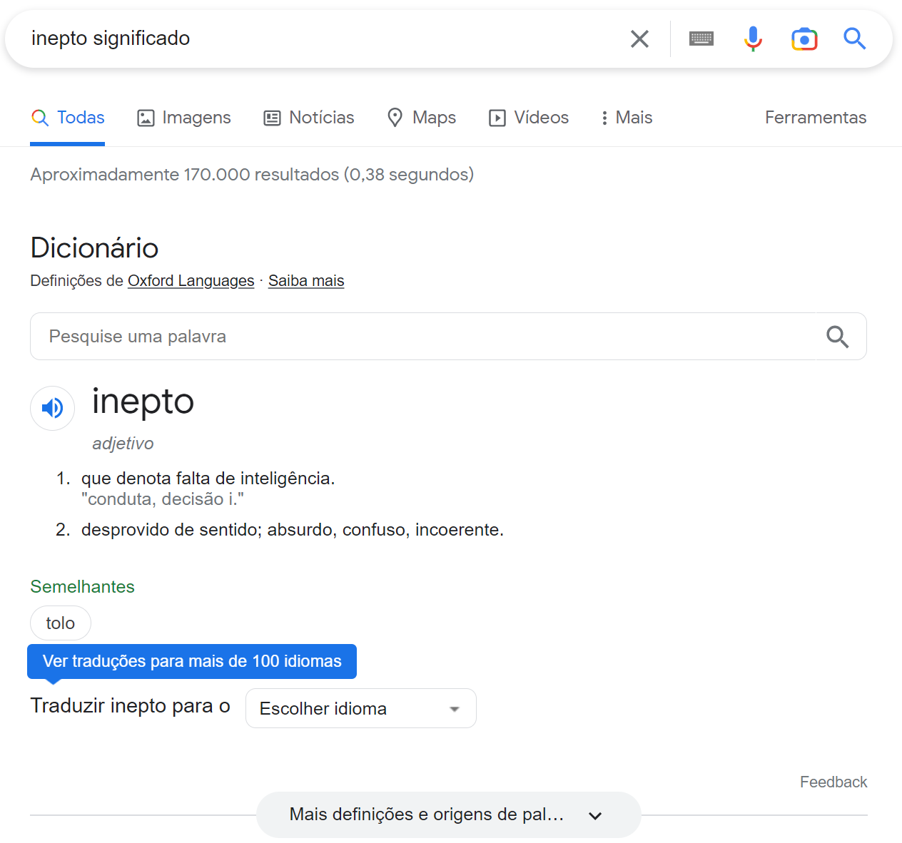 exemplo de featured snippet de definição