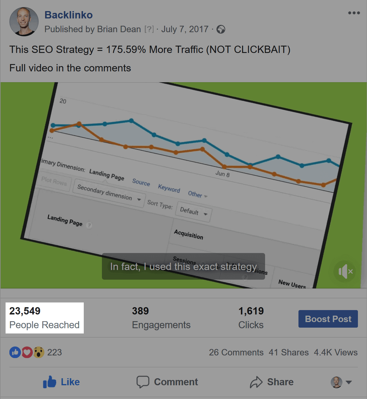 Facebook-Beispiel: 23.549 Nutzer erreicht