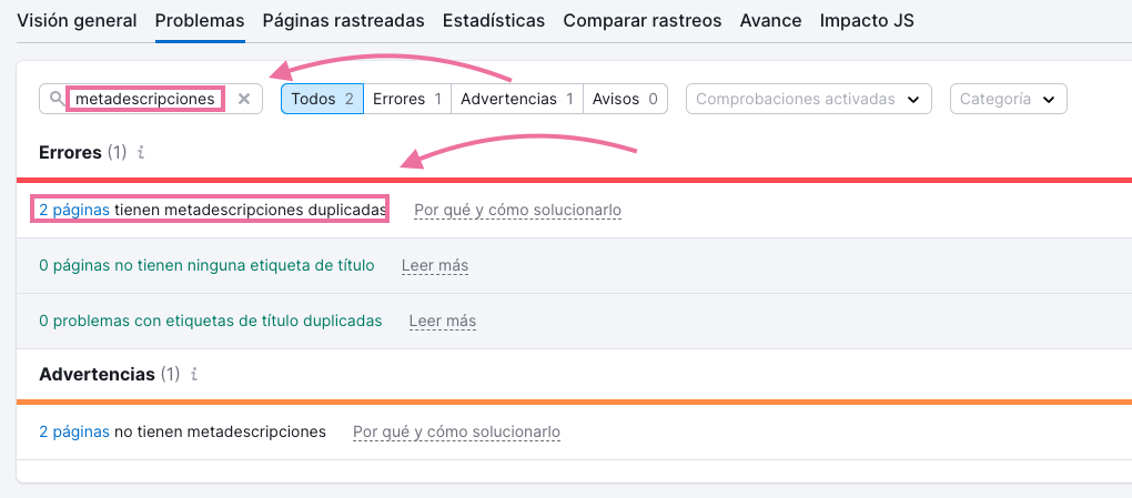 “meta descripción duplicada”