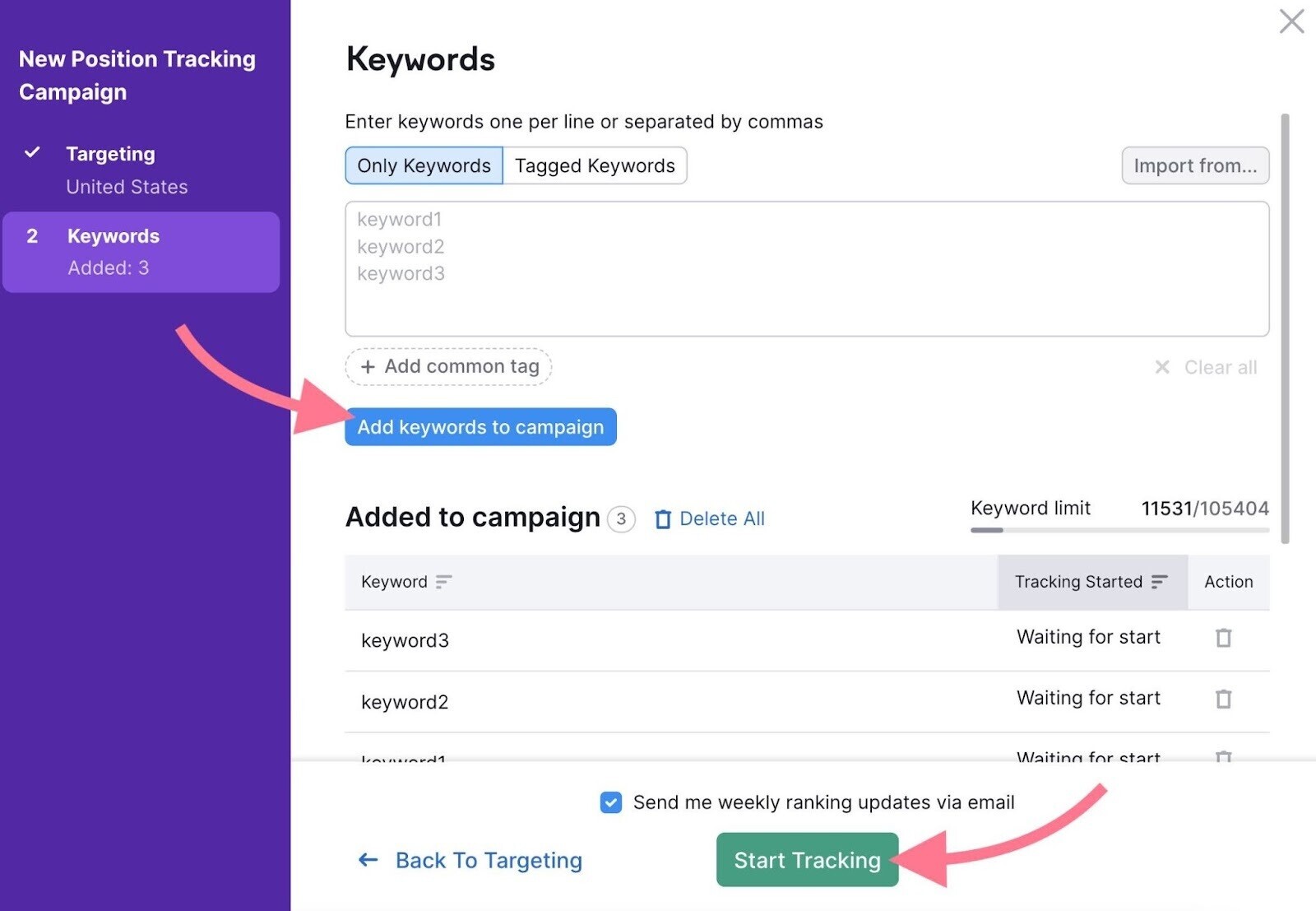 Botón de Comenzar a rastrear