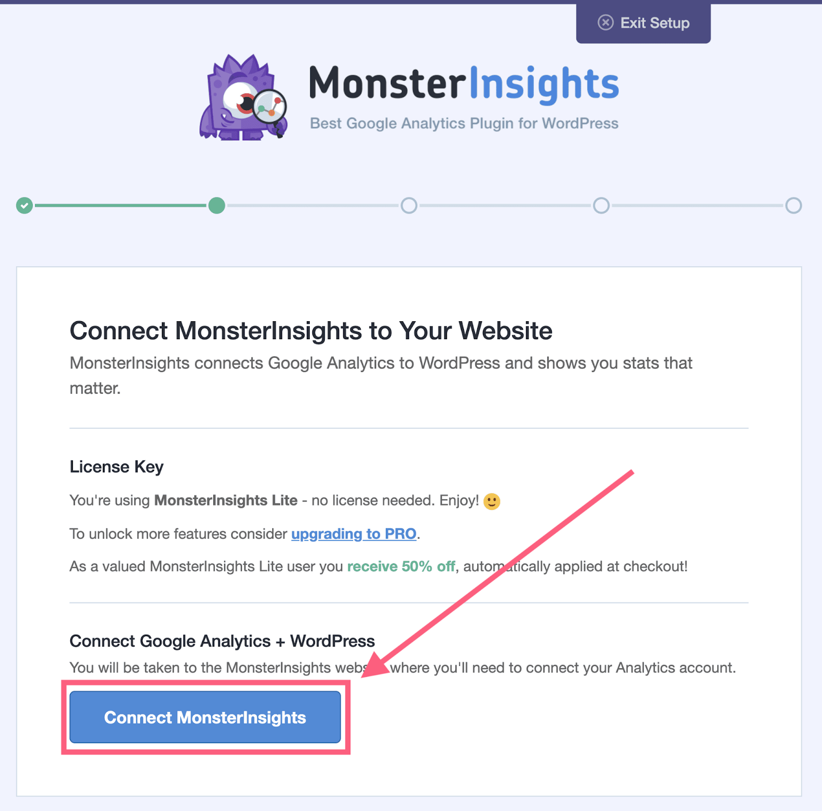 conectando sua conta monsterinsights ao analytics