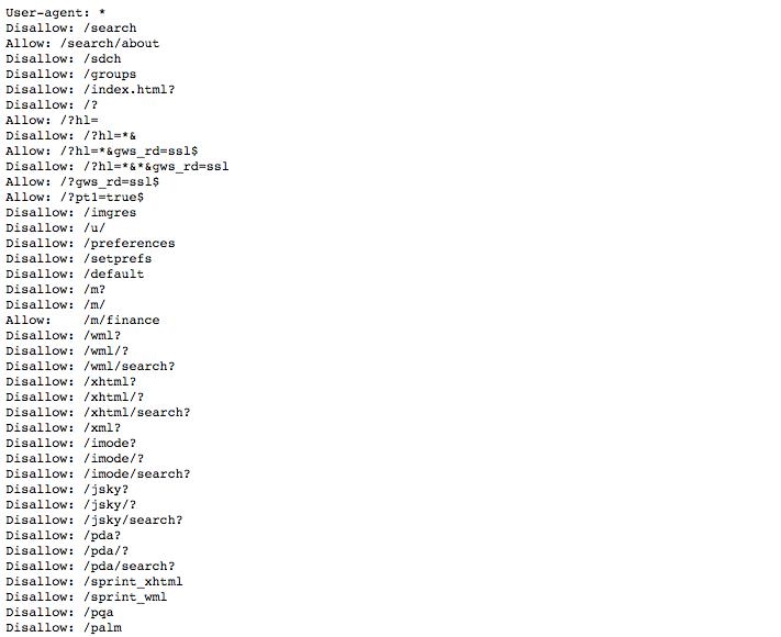 Il file robots.txt di Google