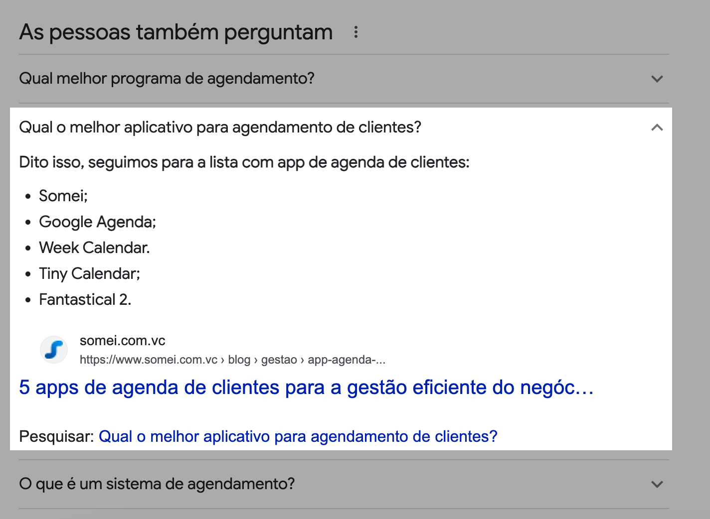 seção As pessoas também perguntam - caixa ampliada