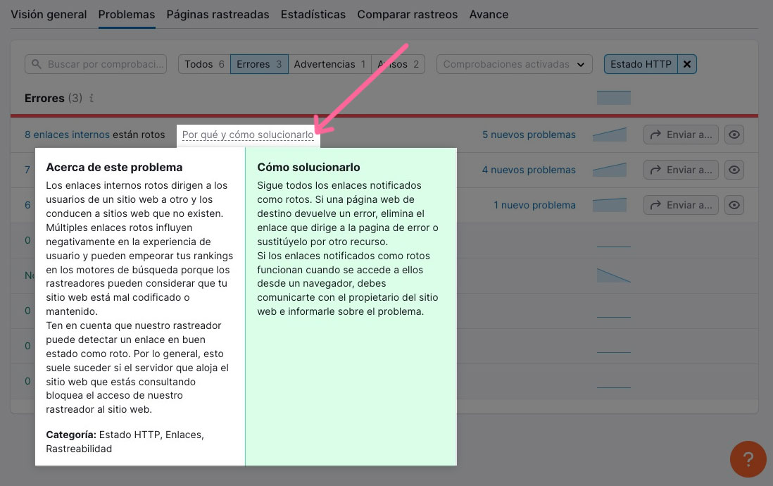 Solucionar problemas SEO con las herramientas de Semrush
