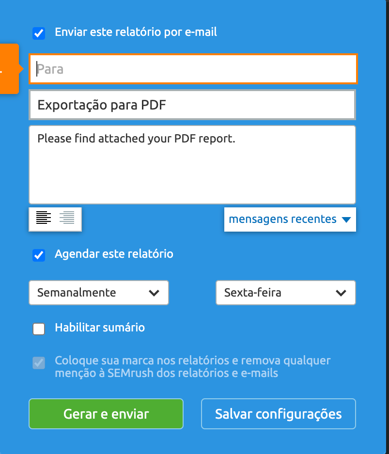 Meus relatórios Semrush
