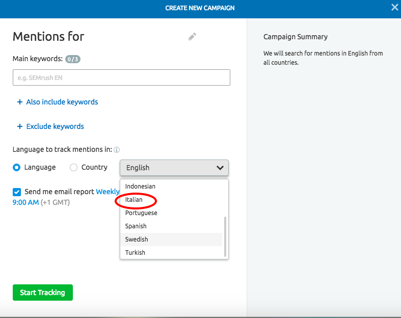Come impostare Brand monitoring di semrush