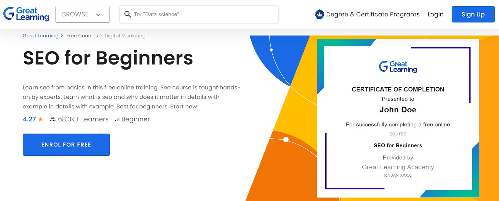 Página de destino SEO para iniciantes