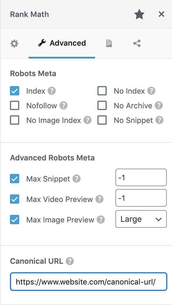 how to set canonicals on RankMath