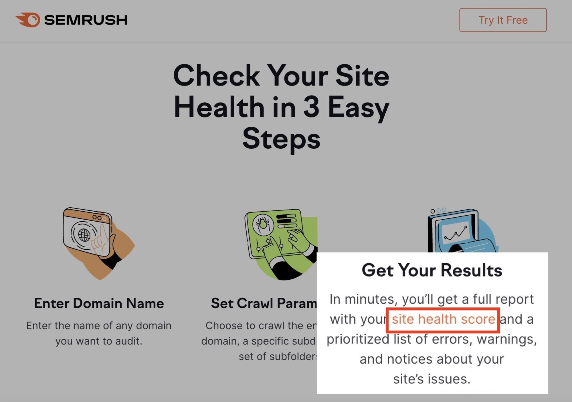 enlace interno de la página de aterrizaje de salud del sitio