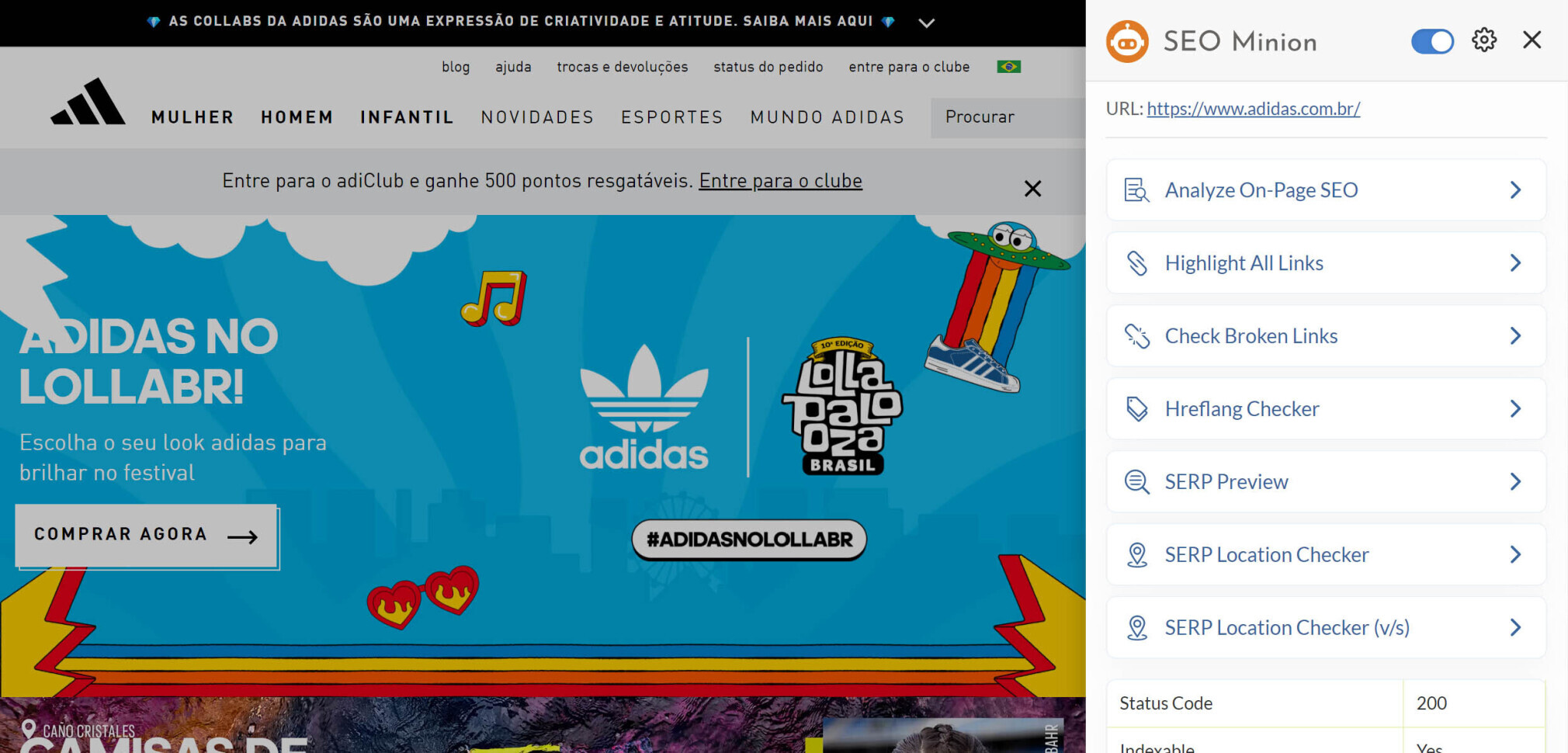 seo minion em uma página