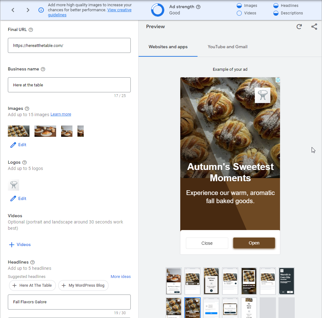 Sube imágenes, logotipos, titulares, descripciones y vídeos a los anuncios de Google