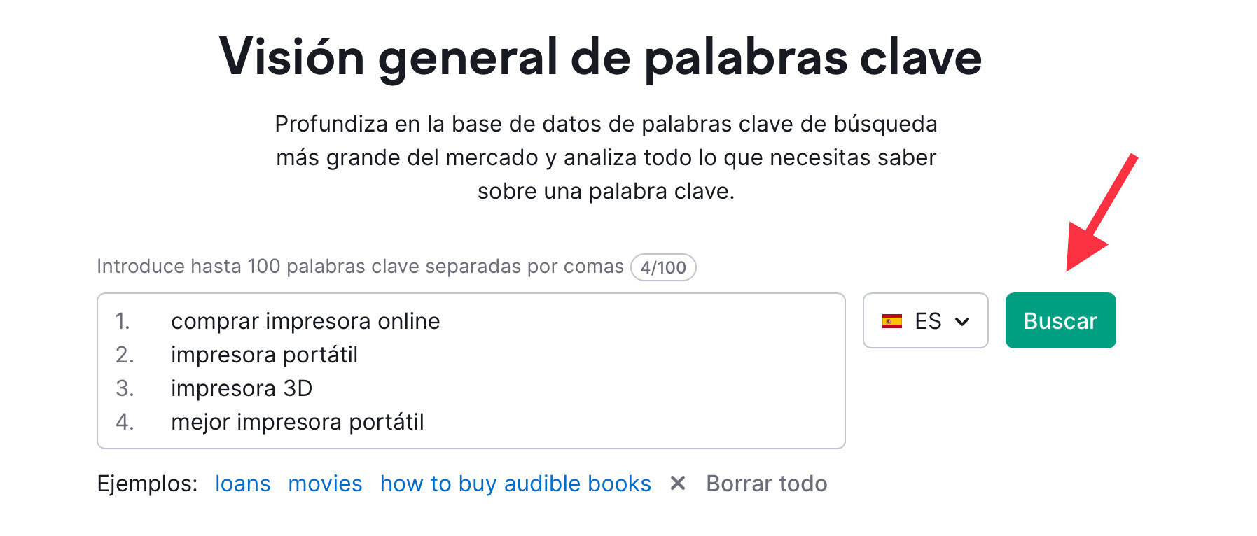 Visión general de palabras clave.