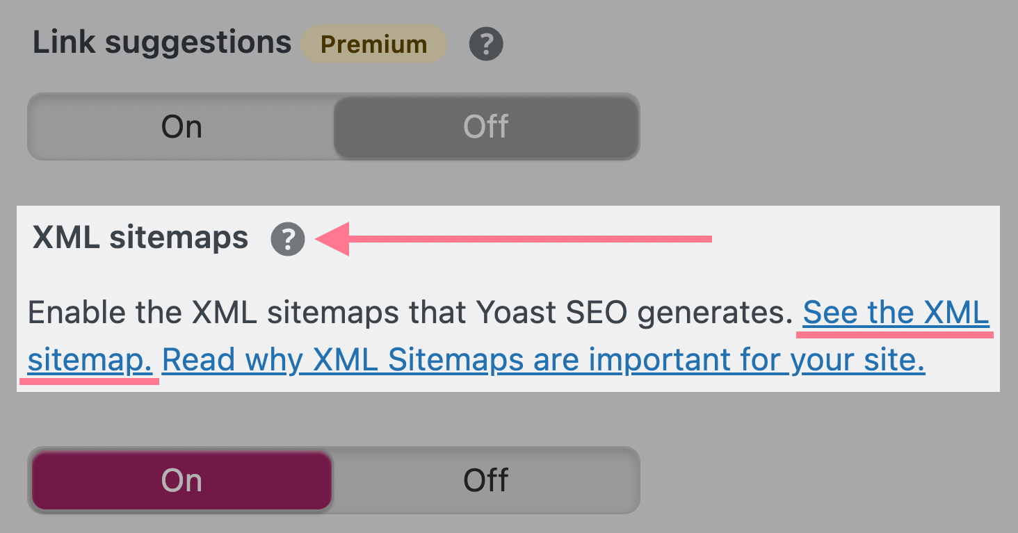 Link zur mit Yoast erstellten Sitemap
