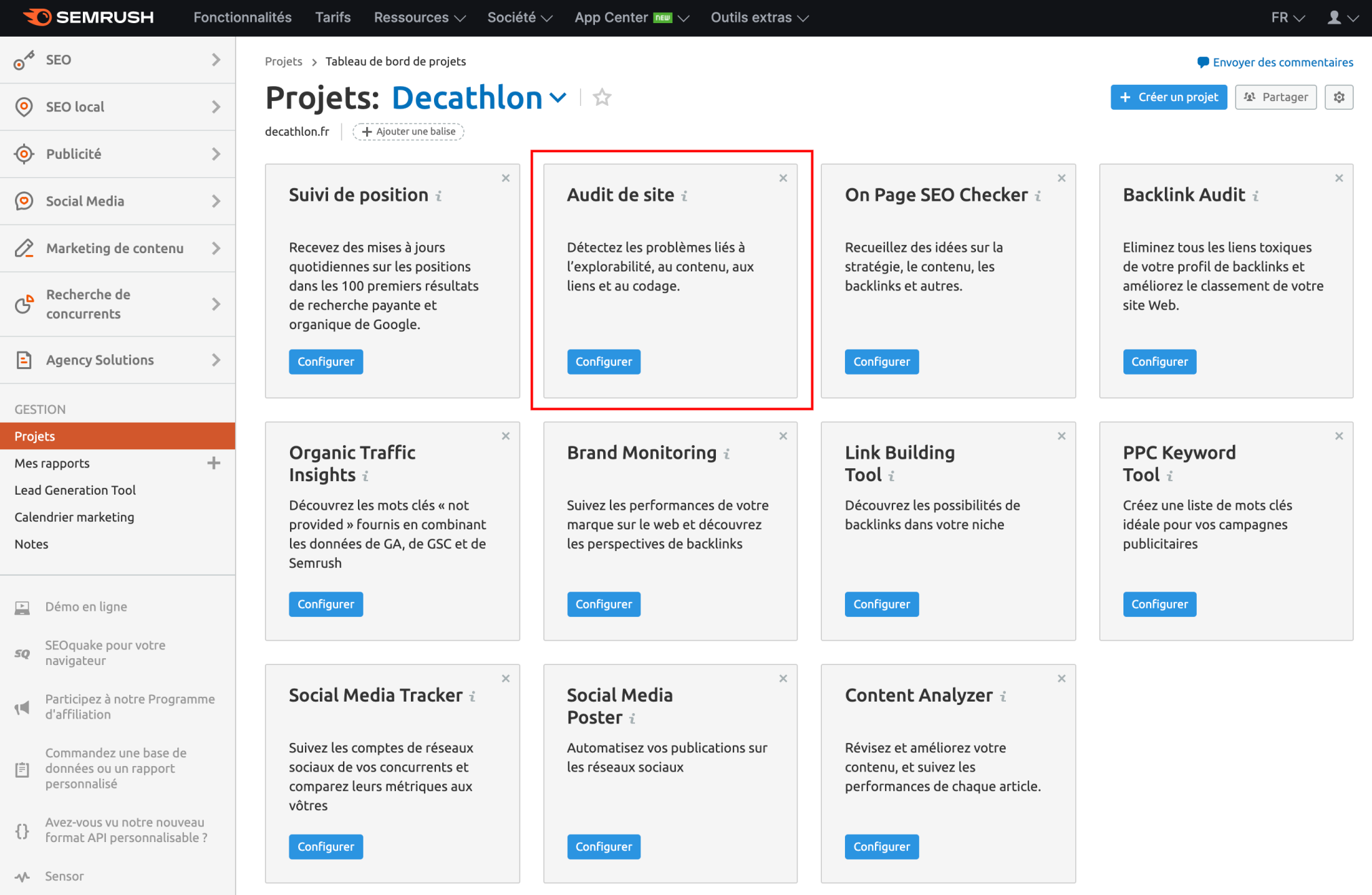 projet audit de site