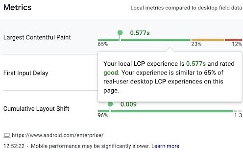 Die Chrome Web Vitals Extension